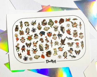 Old School Tattoo Nail Decals | Vegan | Cruelty-free | 10-free