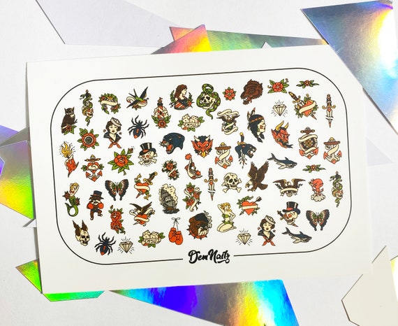 Old School Tattoo Nail Decals | Vegan | Cruelty-free | 10-free