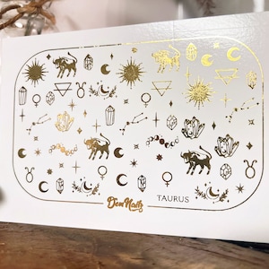 Taurus Zodiac Nail Decals | Vegan | Cruelty-free | 10-free