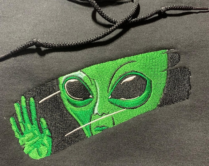 Embroidered Alien Sweatshirt: Spacecore Pullover Shirt Hoodie and Crewneck