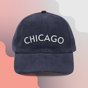 Retro Chicago Corduroy Hat | Vintage Style Winter Baseball Cap | Cozy Gift for Chicago Sports Fans | Unisex Dad Hat | Embroidered Cord Hat