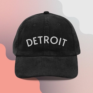Classic Detroit Michigan Corduroy Hat | Detroit Embroidery | Retro Michigan Baseball Cap | Vintage Style 90s Cap | Gift for Detroit Fans