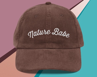 Nature Babe Corduroy Hat: Retro Embroidered Hiking Cap
