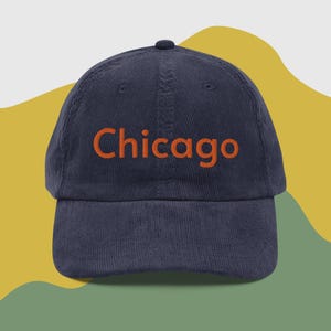 Retro Chicago Corduroy Hat | Vintage Style Winter Baseball Cap | Cozy Gift for Chicago Sports Fans | Unisex Dad Hat | Embroidered Cord Hat
