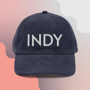 Vintage-Style Embroidered Corduroy Hat: Retro Indianapolis Indiana Dad Cap