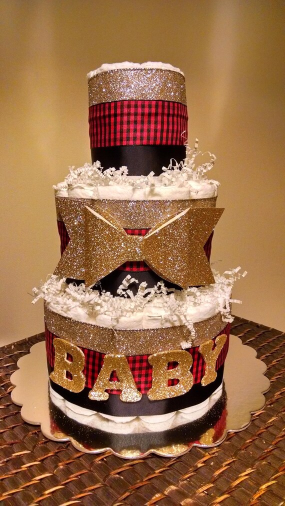 buffalo plaid diaper cake