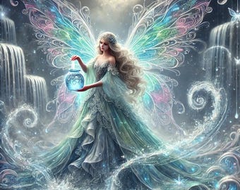 Aquarius Fairy Zodiac Theme Cross Stitch Chart
