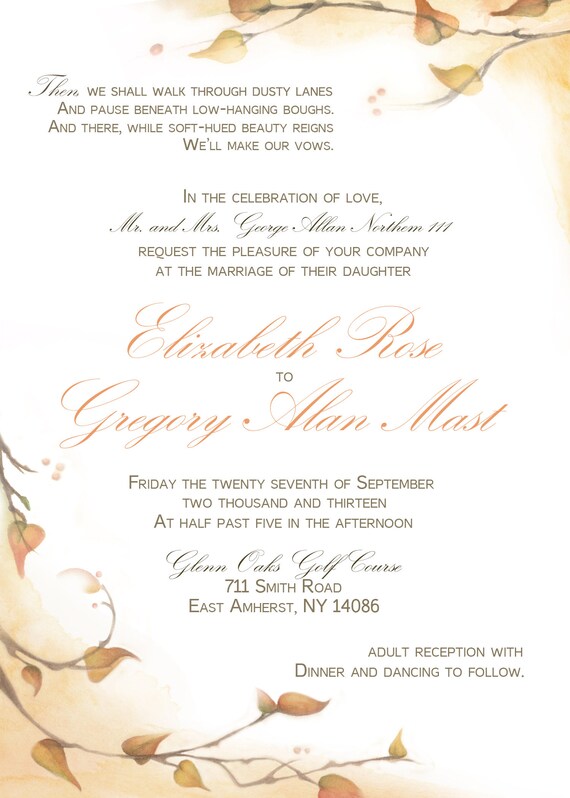 Fall, Autumn Wedding Invitation - Etsy