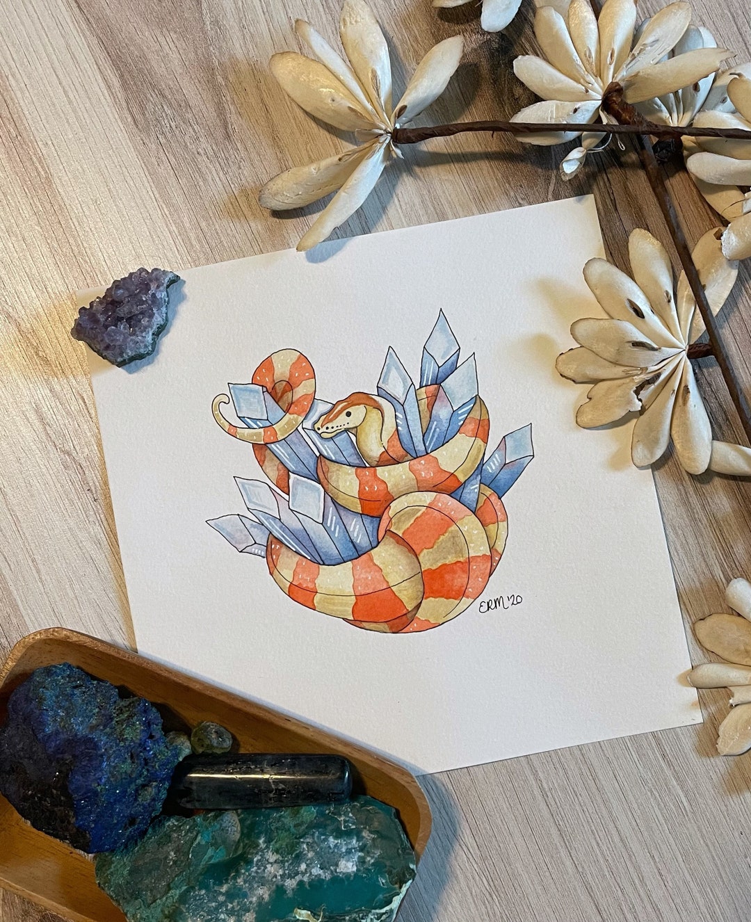 Entwined Snake Snakes Crystal Crystals Corn Snake Blue Etsy UK