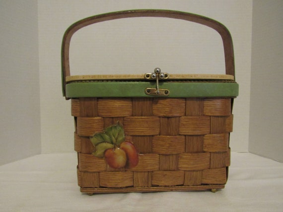 Vintage Basketville Basket Wood Purse 1960s - image 3