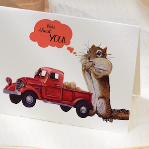 Carte romantique, carte Je t'aime, carte de vœux, vierge à l'intérieur, carte juste parce que, carte écureuil, carte camion rouge, carte pour petit ami et petit ami