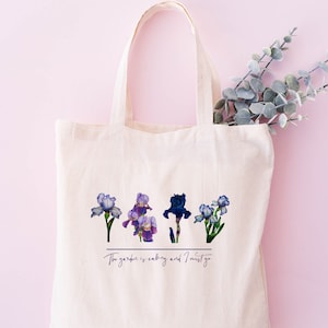 Iris Collection Tote Bag, Botanical Eco Bag, Iris Flowers, Organic Shopping Bag, Eco Friendly Iris Tote Bag, The Garden Is Calling Tote Bag