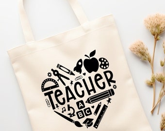 Bolsa de mano con forma de corazón para profesor, regalo de fin de curso