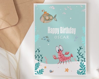 Biglietto di auguri SVG di buon compleanno sotto il mare