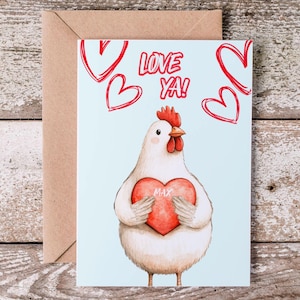 Carte personnalisée, carte de voeux d'anniversaire, carte je t'aime, carte romantique, carte mari et femme, cadeaux poulet, carte de voeux mignon coq