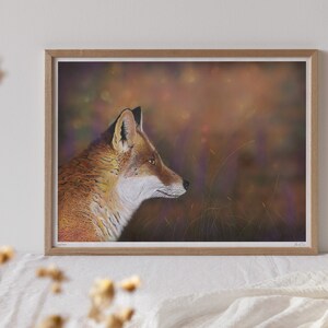 Red Fox Print, British Woodland Animal Fine art, Country Home Decor, Cottage Animal Print, British Wildlife Print, Realistic Fox Print