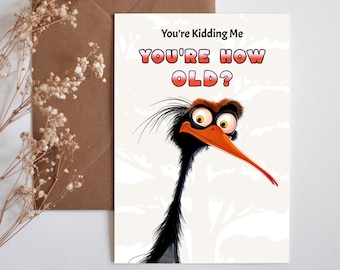 Funny Bird Birthday Card, You're How Old, Personalizable
