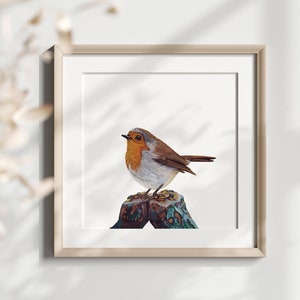 Robin Bird Print, British Bird Print, Robin Bird Painting, Bird Print For Grandparent, Wildlife Wall Print, Bird Gift For Dad, Gift For Mum