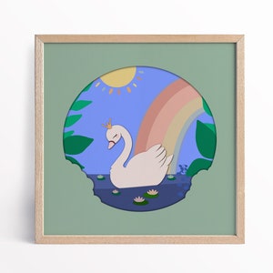 Boho Swan Princess Rainbow Prints, Swan Nursery Prints, Personalised Swan Name Prints, Girls Bedroom Print, Princess Prints, Swan Princess