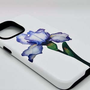 Iris Blumen Handyhülle, Botanische Aquarellkunst, Dual Layer Schutz Bild 3