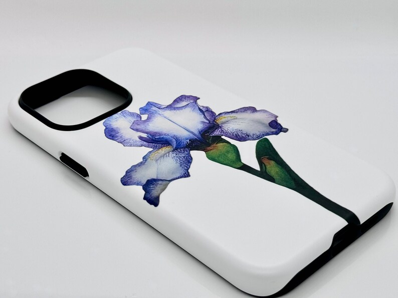 Iris Blumen Handyhülle, Botanische Aquarellkunst, Dual Layer Schutz Bild 3