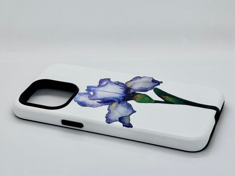 Iris Blumen Handyhülle, Botanische Aquarellkunst, Dual Layer Schutz Bild 2