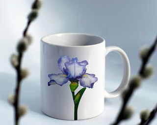 Tazza Da Caffè Botanica Iris 325 Ml – Ceramica Floreale, Regalo Per Amici E Colleghi