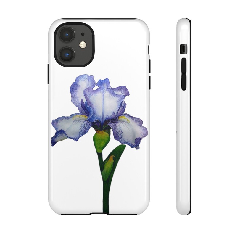 Iris Blumen Handyhülle, Botanische Aquarellkunst, Dual Layer Schutz Bild 9