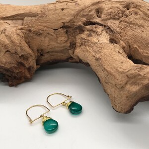 Arch Shaped Earring, Raw Brass Earrings, Boho Dangle earrings, Colourful Green Earrings, Minimalist Earrings, Glass Beaded Earrings image 6