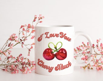 Je t’aime cerise beaucoup tasse à café, cadeau d’anniversaire pour femme, petit cadeau Gf, cadeau romantique GF, tasse romantique, tasse mignonne, tasse à café drôle