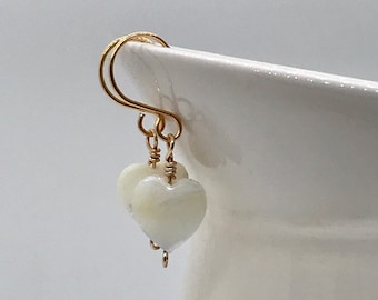 Vergoldete Herz Perlen Ohrringe, Brautschmuck
