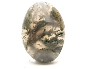 Indian Green Moss Agate Stone Cab, Natural, Hand Polished