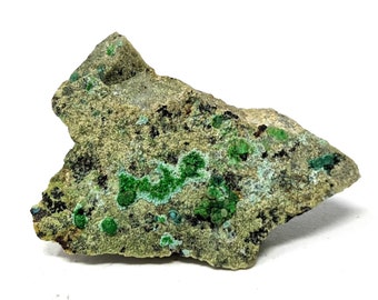 Natural Green Conichalcite Crystals on Matrix, 3.4 x 1 x 2.4 cm