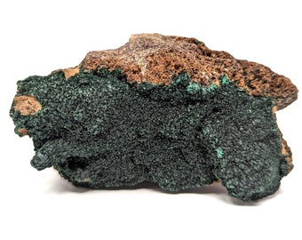 Strange Piece of Dark Green Malachite Crystals on Matrix, Natural Display Specimen, 6.8 x 2.8 x 4.1 cm - Republic of Congo Locality