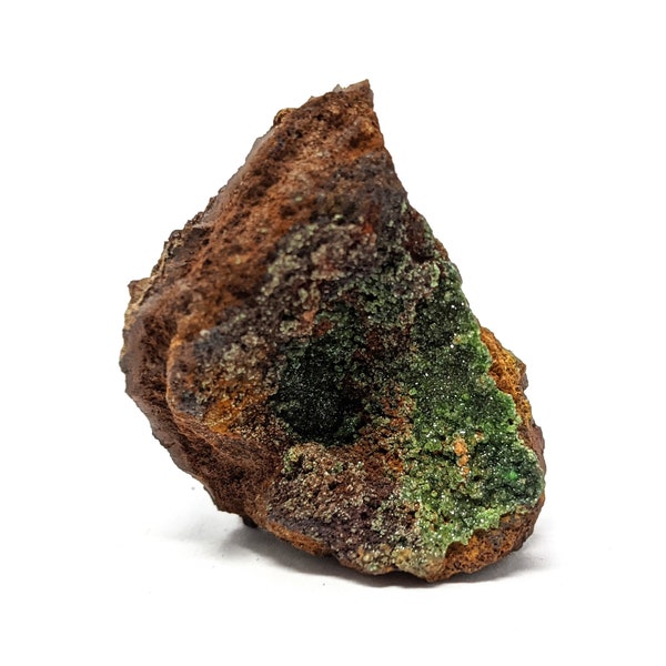 Green Conichalcite Crystals on Limonitic Matrix, Natural Minerals & Crystals, 4.5 x 3 x 3.3 cm