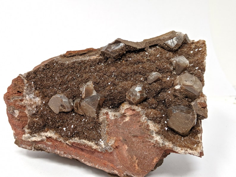 Calcite Crystals on Limonite  Large Cabinet  Mexican Mineral image 0