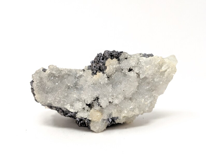 Calcite Crystals on Galena  Heavy Specimen  Cabinet  image 0