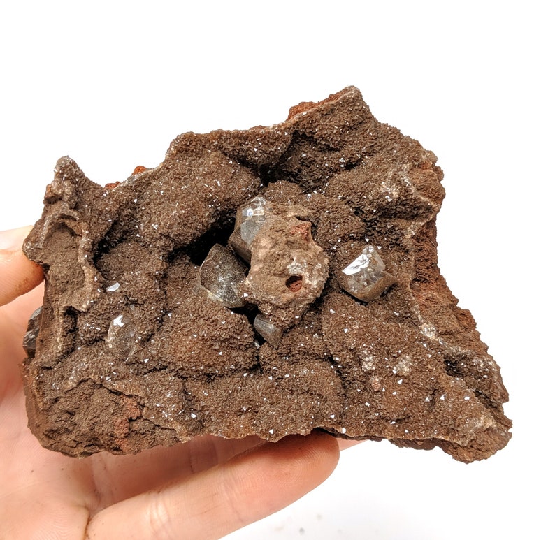 Calcite Crystal on Limonite  Large Cabinet  Mexican Mineral image 0