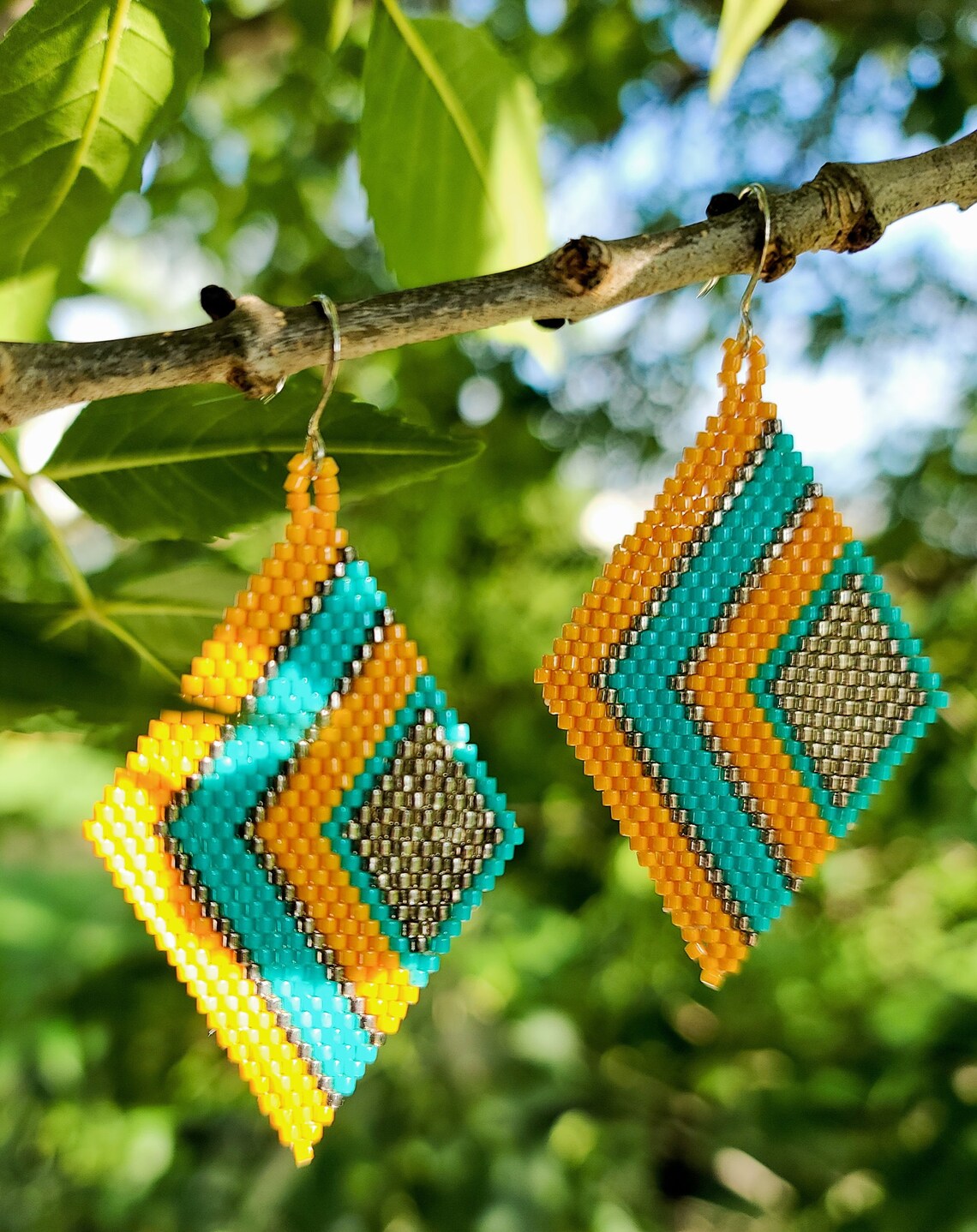 Blue and Yellow Diamond Earrings. Blue Earrings Yellow Etsy