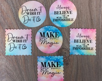 Stickers Motivational quotes color Rainbow, 6 pieces