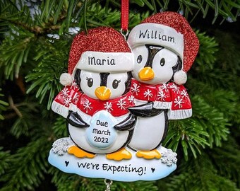 Personalized Pregnancy Ornament, Expecting Family Christmas Personalized Aluminum Ornament New Mom Christmas Gift