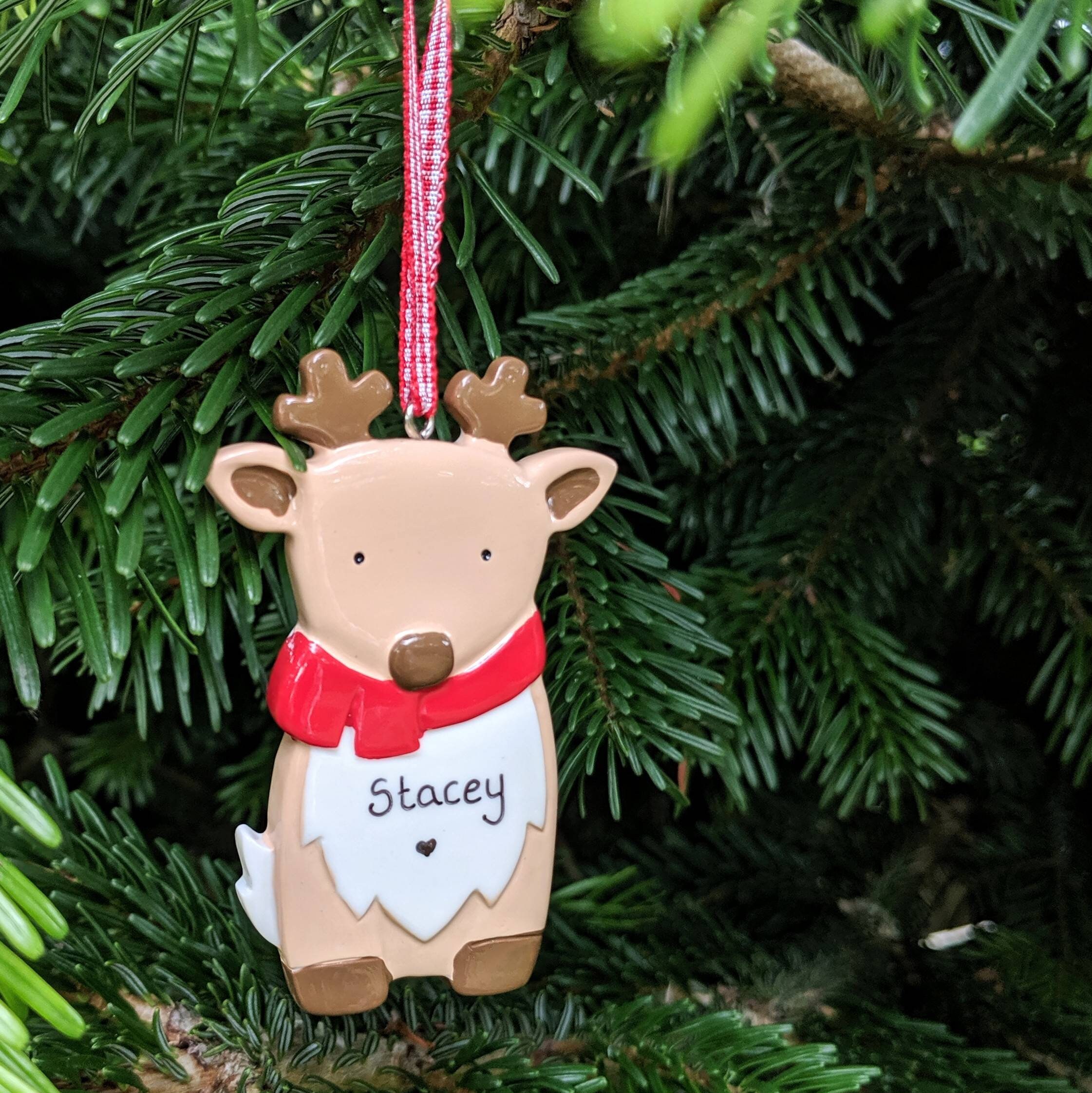 Personalised Family Christmas Tree Decorations Cute Reindeer Etsy