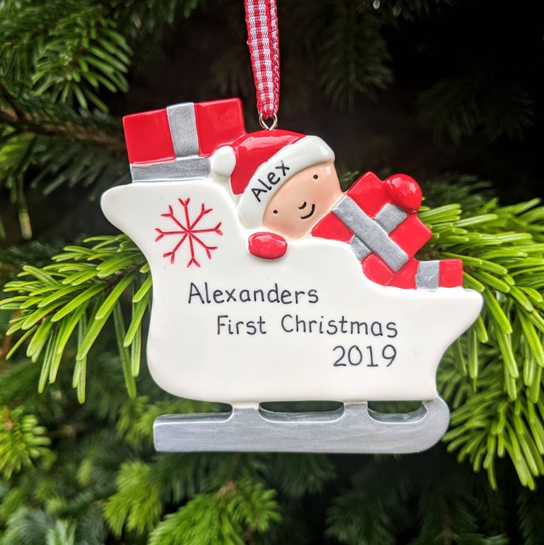 personalised baby xmas baubles