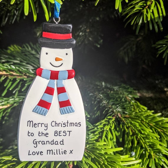 Personalised Christmas Tree Decorations Snowman Hanging Xmas Etsy