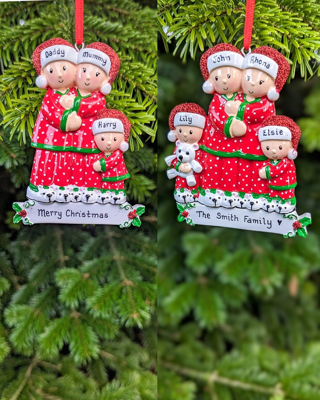 Personalised Family of 3 4 5 6 Matching Pyjamas Christmas Tree ...
