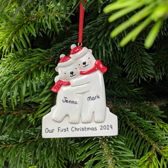 Personalised Couple Christmas Tree Decorations Polar Bear Etsy