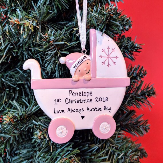 Personalised Baby S First Christmas Tree Decorations 1st Etsy