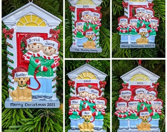 Personalised Couple / Family of 3 4 5 6 Puppy Dog Christmas Tree Decoration First 1st Xmas 2023 Bauble Hanging Ornament Labrador Keepsake