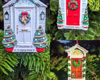 Personalised Front Door Christmas Tree Decoration Hanging Ornament 1st Xmas in our New Home 2024 House Bauble First Christmas Gift Neighbour