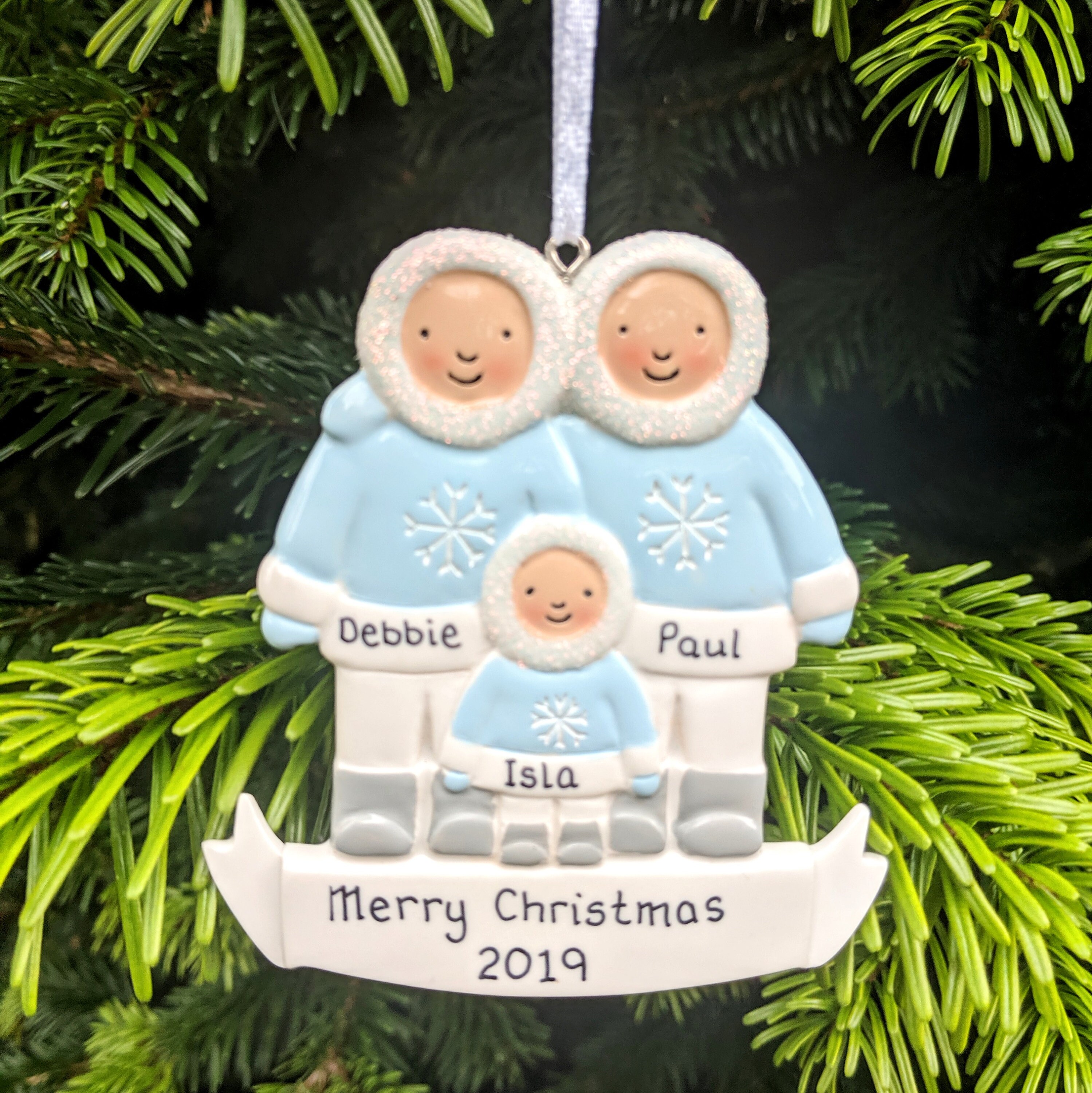 Personalised Family Christmas Tree Decoration of 3 4 5 Eskimo Etsy UK